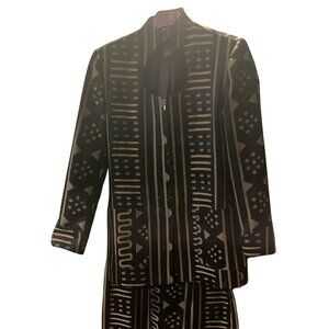 Chic Black and Tan Geometric Two-Piece Set